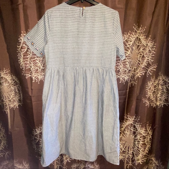 SOLD.  Polagram Midi Large L Dress Womens Country farmhouse farm Striped Lined - Picture 8 of 9